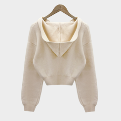 사랑스러운 아방핏베스킨 후드 브이넥 크롭 아방핏 니트