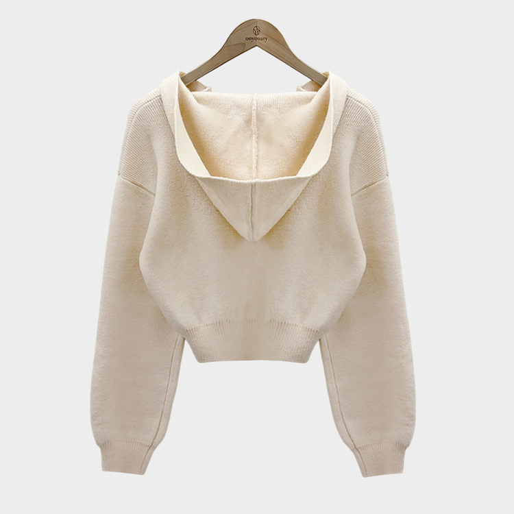 사랑스러운 아방핏베스킨 후드 브이넥 크롭 아방핏 니트