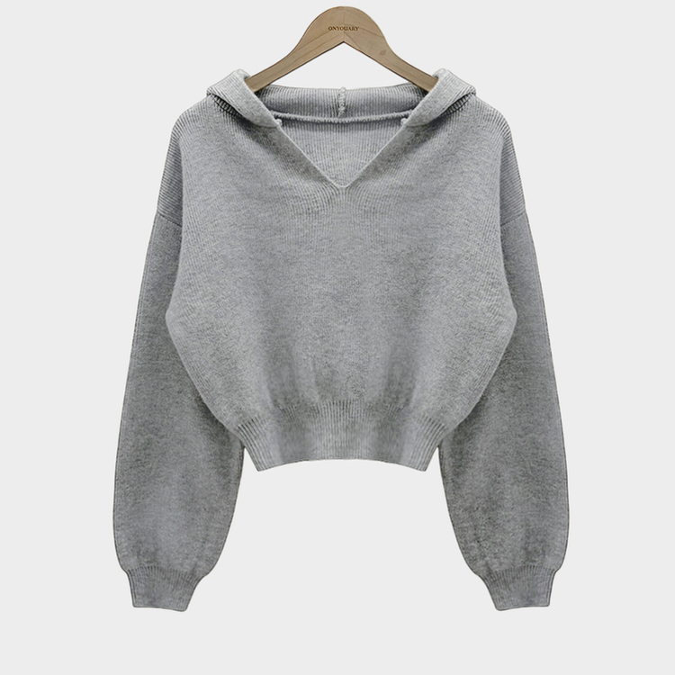 사랑스러운 아방핏베스킨 후드 브이넥 크롭 아방핏 니트