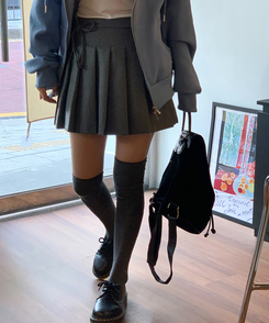 プリーツウールスカート CHARCOAL