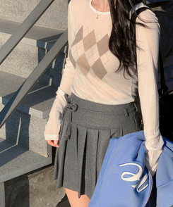 プリーツウールスカート CHARCOAL