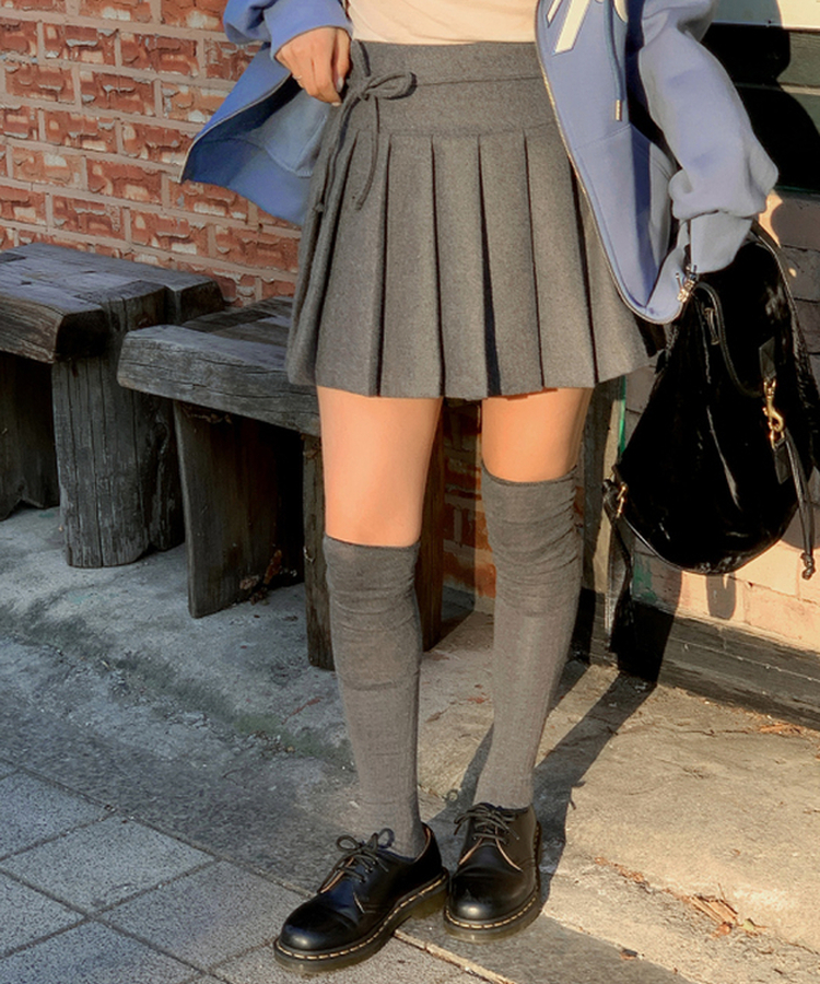 プリーツウールスカート CHARCOAL