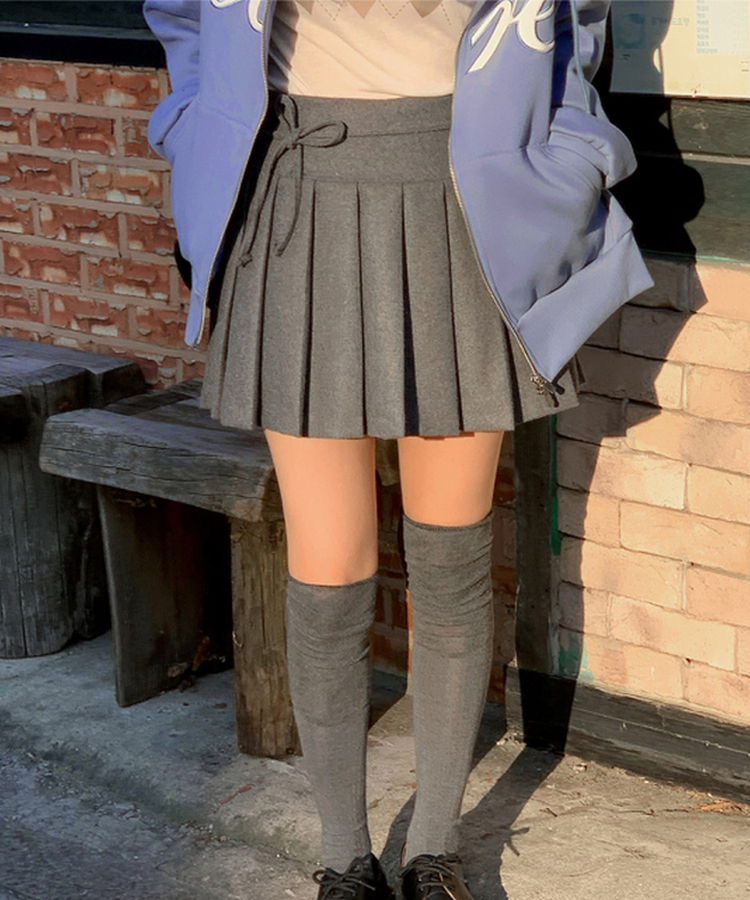 プリーツウールスカート CHARCOAL