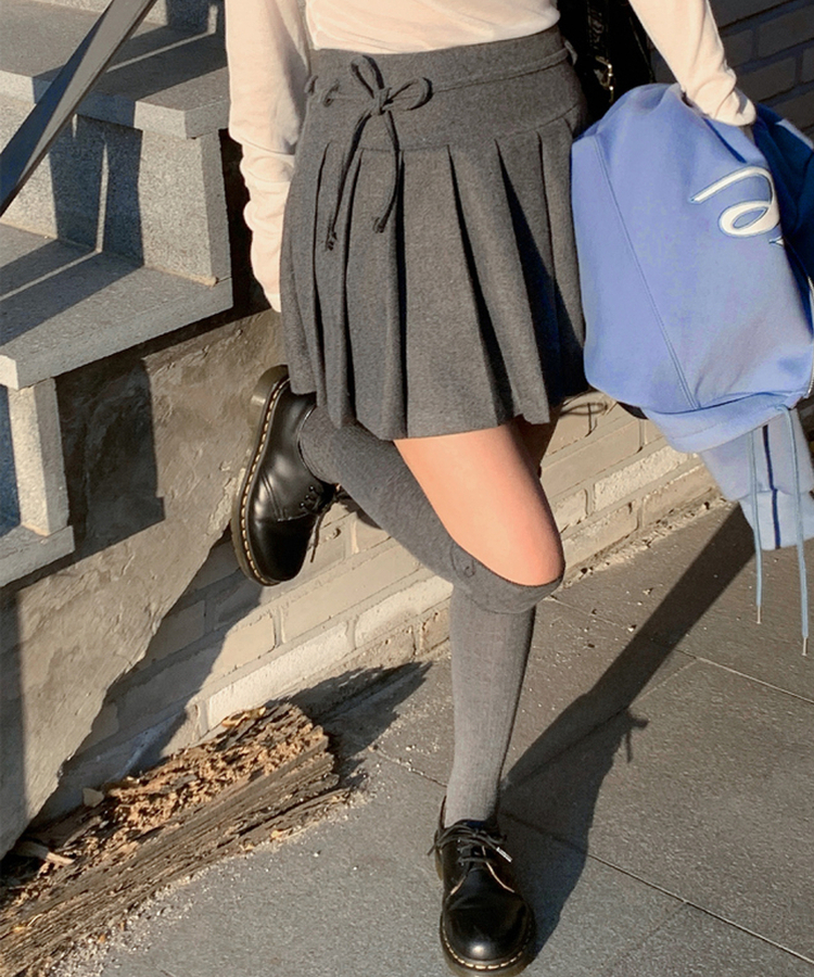 プリーツウールスカート CHARCOAL