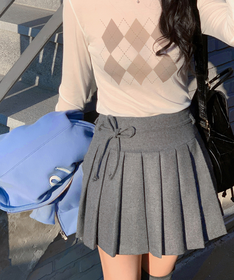 プリーツウールスカート CHARCOAL