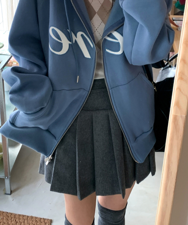 プリーツウールスカート CHARCOAL