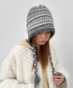 ノルディックウールニットトルーパーハット GREY