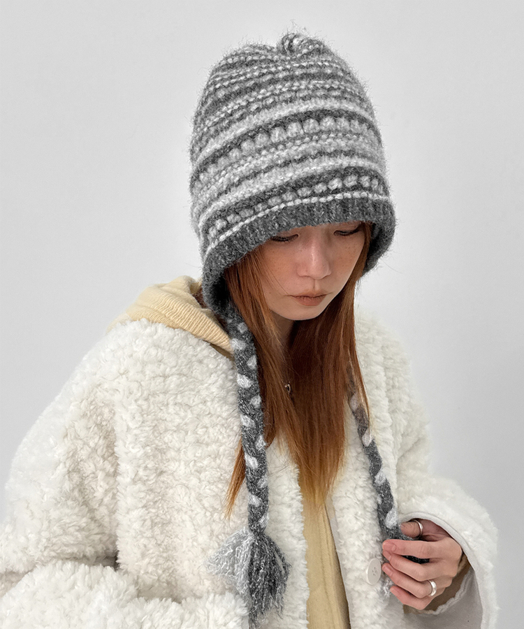 ノルディックウールニットトルーパーハット GREY