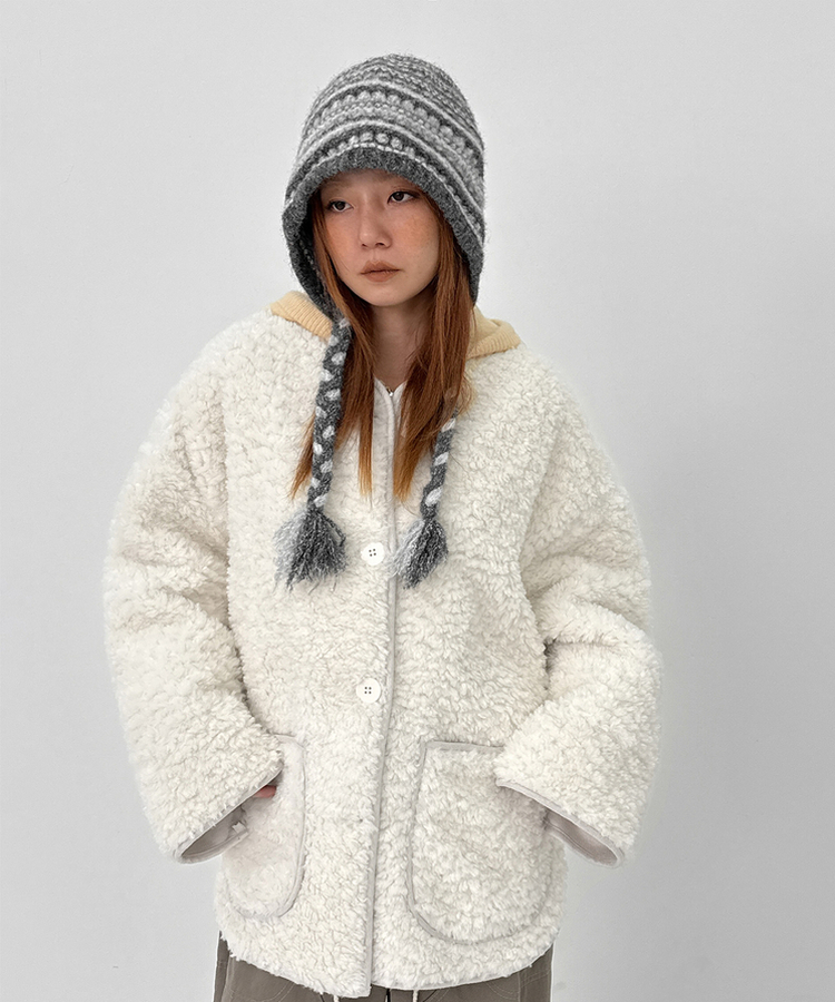 ノルディックウールニットトルーパーハット GREY