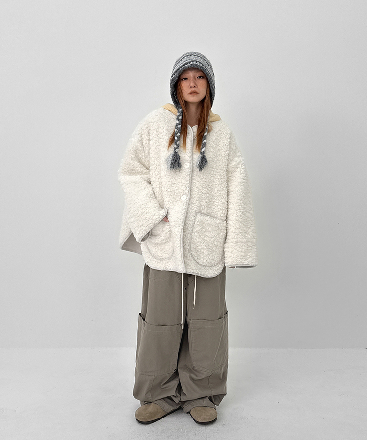 ノルディックウールニットトルーパーハット GREY