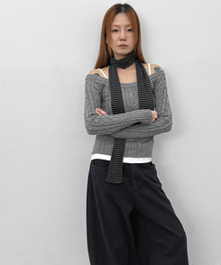 ストライプマフラー GREY