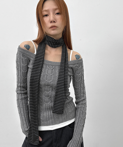 ストライプマフラー GREY