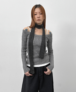 ストライプマフラー GREY