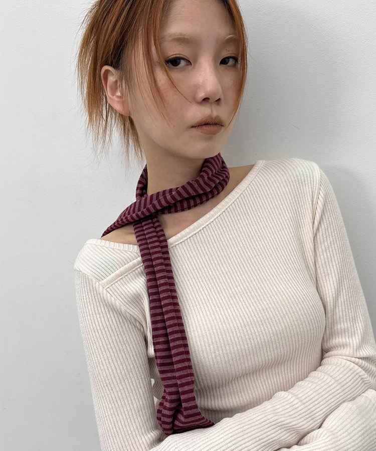 ストライプマフラー WINE