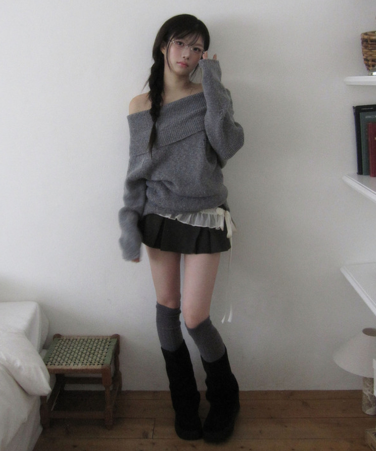 プリーツスカートパンツ GREY