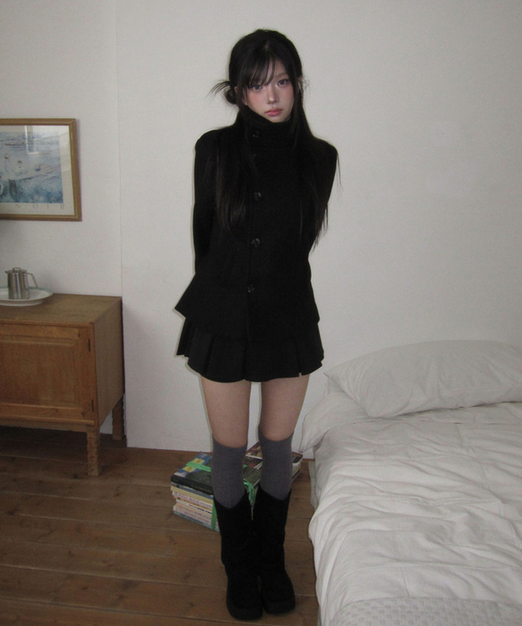 プリーツスカートパンツ BLACK