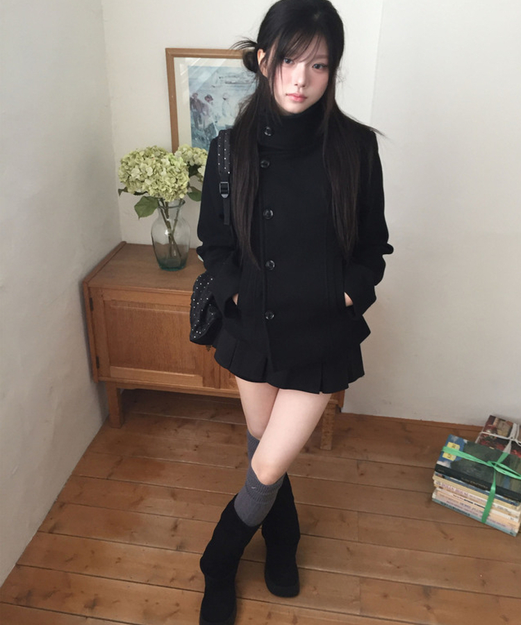 プリーツスカートパンツ BLACK