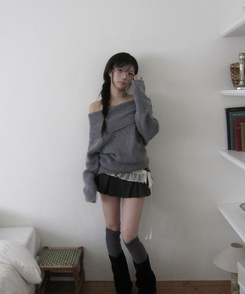 ダメージオーバーオフニット GREY