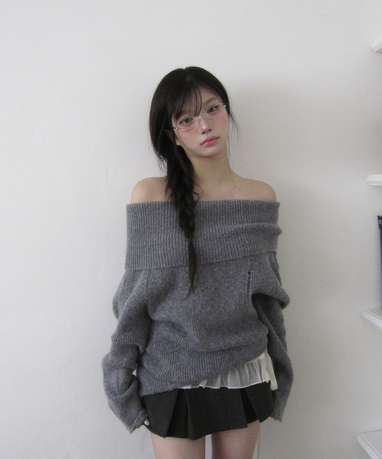 ダメージオーバーオフニット GREY