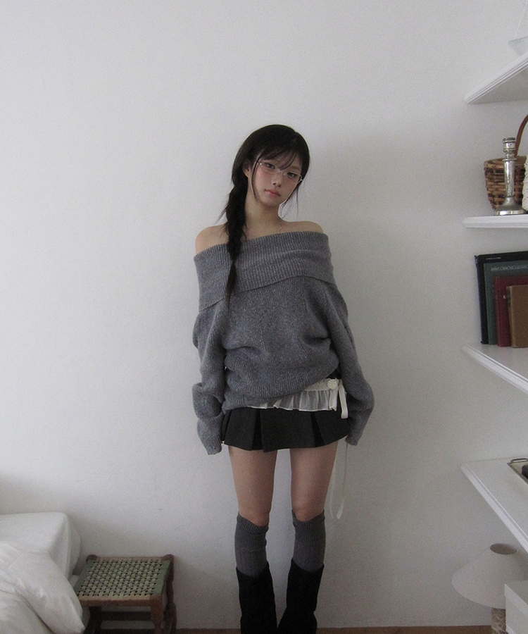 ダメージオーバーオフニット GREY