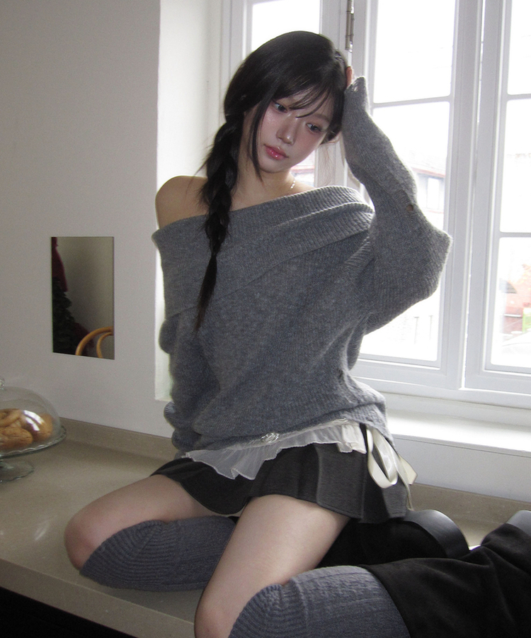 ダメージオーバーオフニット GREY