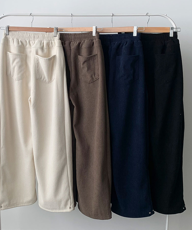 케스 기모안감 코듀로이 와이드 사이드핀턱 밴딩 팬츠 벌룬핏