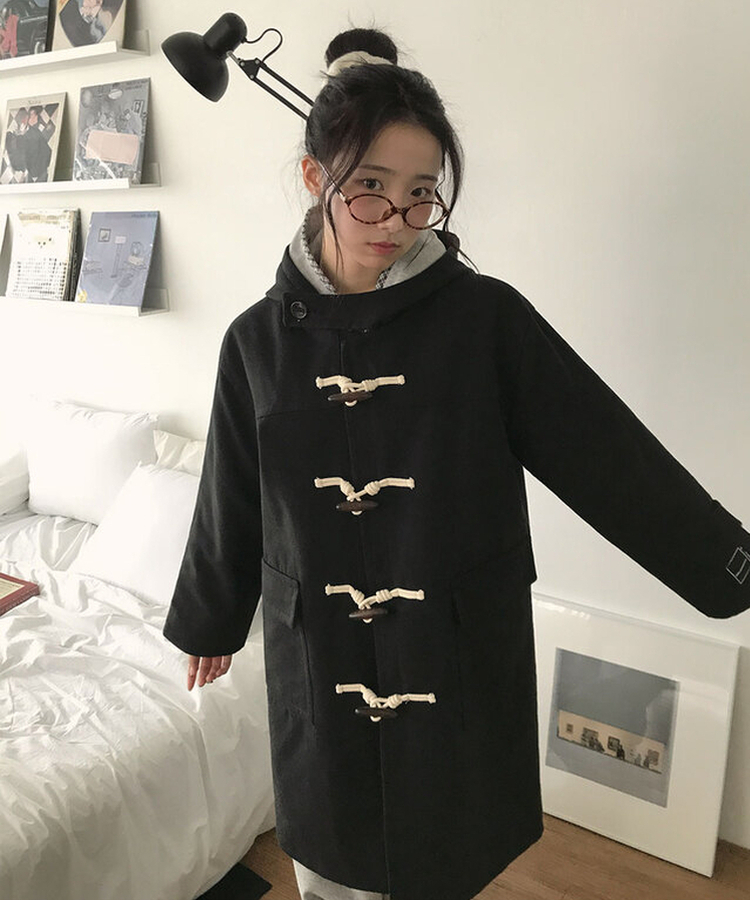 위드유 겨울 누빔안감 떡볶이 더플 롱 코트 오비핏후드