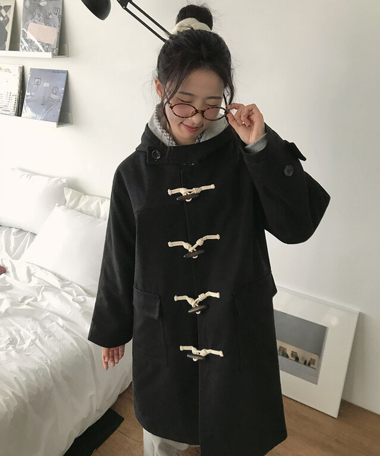 위드유 겨울 누빔안감 떡볶이 더플 롱 코트 오비핏후드