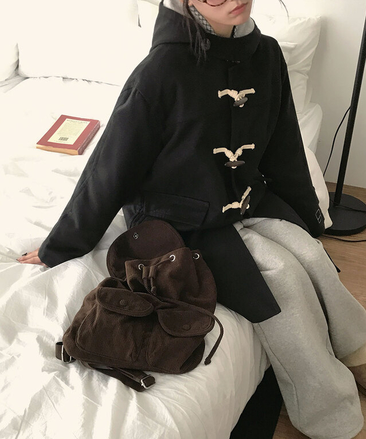 위드유 겨울 누빔안감 떡볶이 더플 롱 코트 오비핏후드