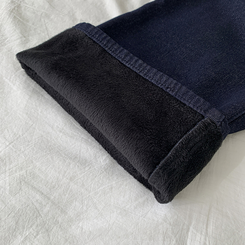 【丈別】【起毛】ツーピンタックスパンワイドデニムパンツ