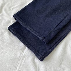 【丈別】【起毛】ツーピンタックスパンワイドデニムパンツ