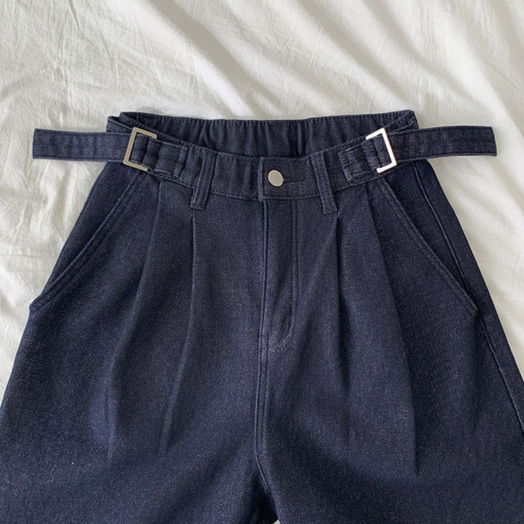 【丈別】【起毛】ツーピンタックスパンワイドデニムパンツ