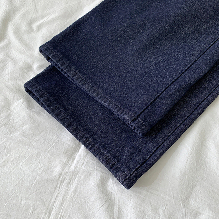 【丈別】【起毛】ツーピンタックスパンワイドデニムパンツ