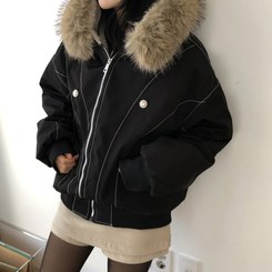 フィールドジャケットファー裏地ジャンパー BLACK