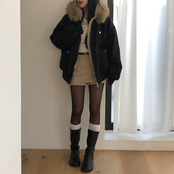 フィールドジャケットファー裏地ジャンパー BLACK