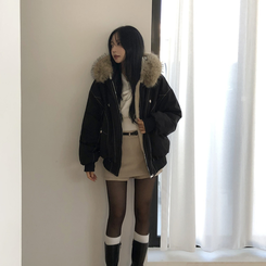 フィールドジャケットファー裏地ジャンパー BLACK