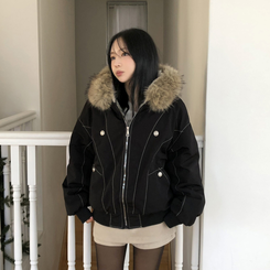 フィールドジャケットファー裏地ジャンパー BLACK