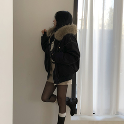 フィールドジャケットファー裏地ジャンパー BLACK