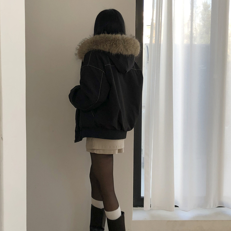 フィールドジャケットファー裏地ジャンパー BLACK