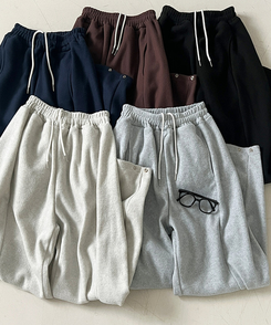 サイドスリットスナップボタンフリースワイドパンツ(5color)