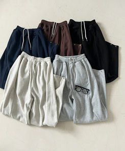 サイドスリットスナップボタンフリースワイドパンツ(5color)