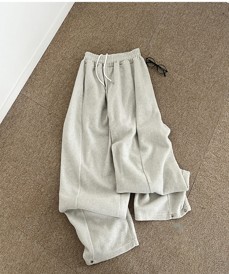 サイドスリットスナップボタンフリースワイドパンツ(5color)