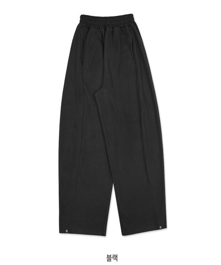 サイドスリットスナップボタンフリースワイドパンツ(5color)