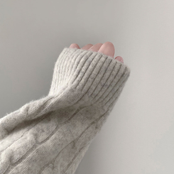 ケーブルウールVネックルーズニット(5color) LIGHT GRAY