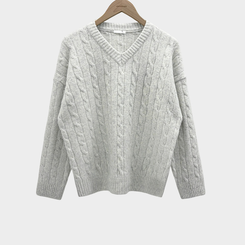 ケーブルウールVネックルーズニット(5color)