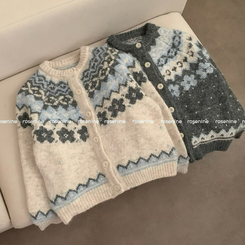 フラワーノルディックニットカーディガン