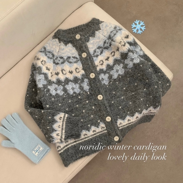 フラワーノルディックニットカーディガン