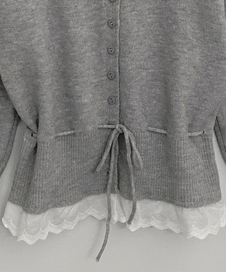 レースフリルストラップニットカーディガン
