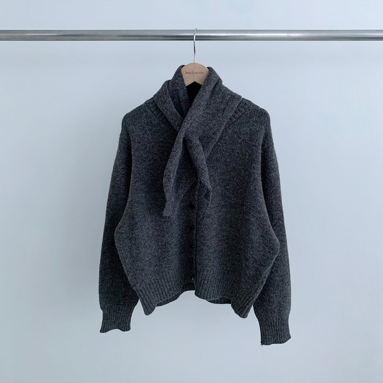 【SET マフラー付き】カーディガン プリーツニットスカート