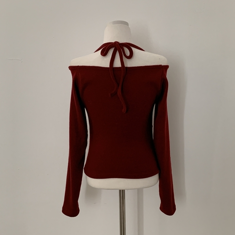 벨라 홀터넥 여리핏 셔링 긴팔티셔츠블라우스